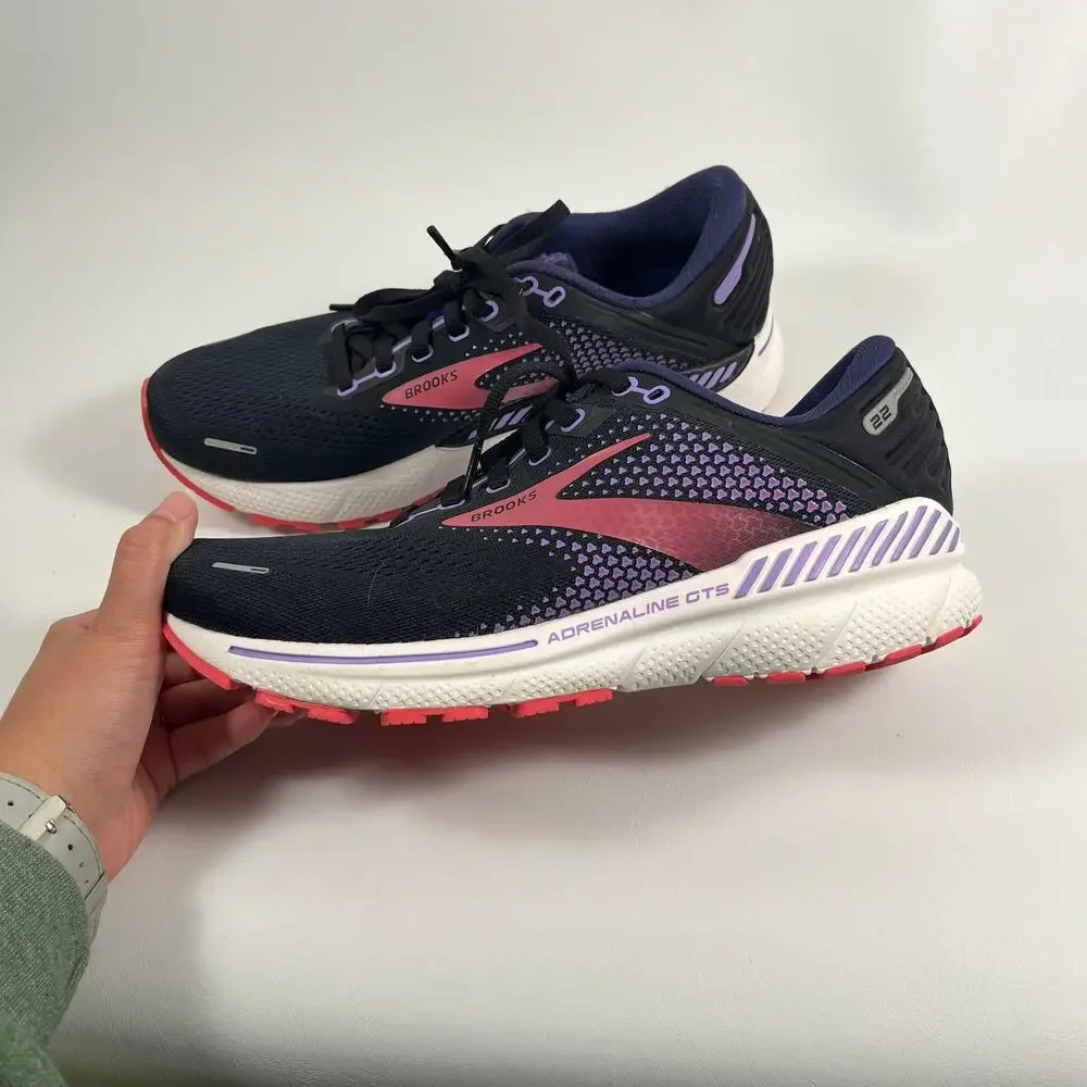 Brooks Adrenaline GTS 22 Running Shoes 9.5 Womens Purple Pink Comfort Athleisure